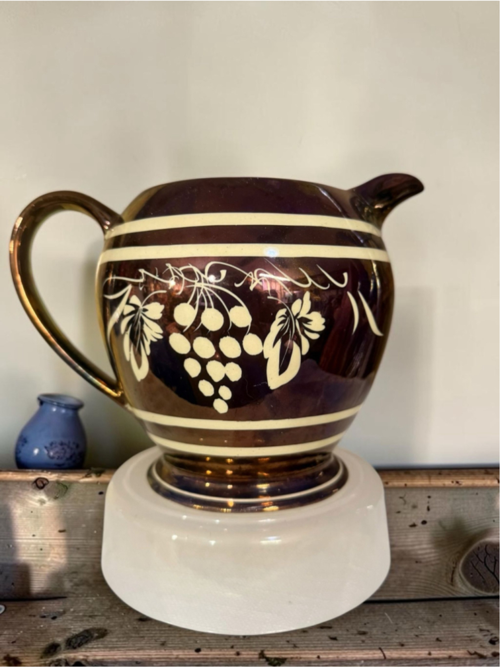 Vintage Sadler England Brown Grape Vine Cream Pitcher Ceramic Creamer Cottagecor
